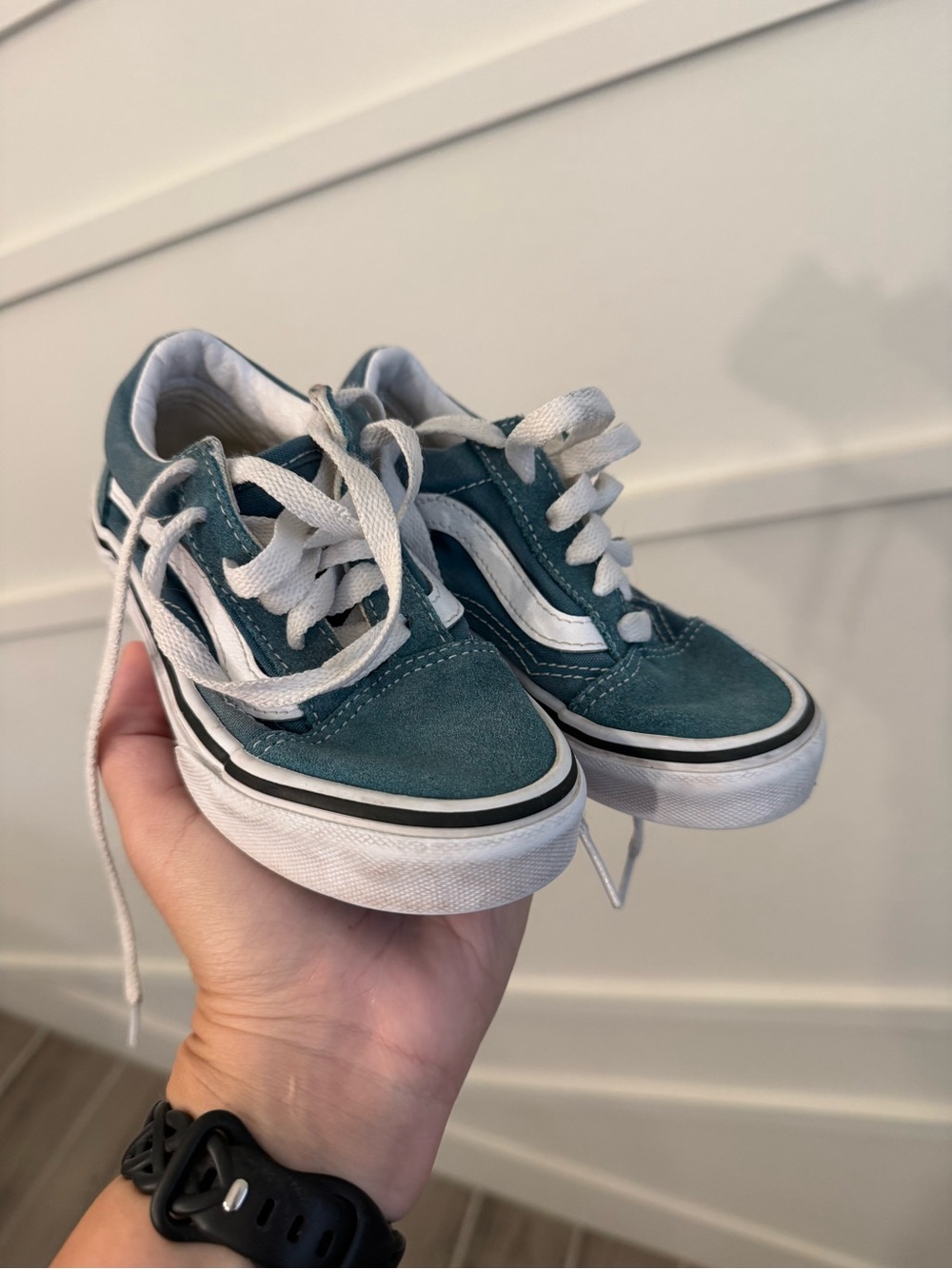Vans Kids Old Skool Teal Suede & Canvas Sneakers